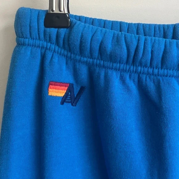 AVIATOR NATION 5 STRIPE SWEATPANTS IN OCEAN BLUE HIGH WAISTED SIZE MEDIUM - Picture 2 of 7